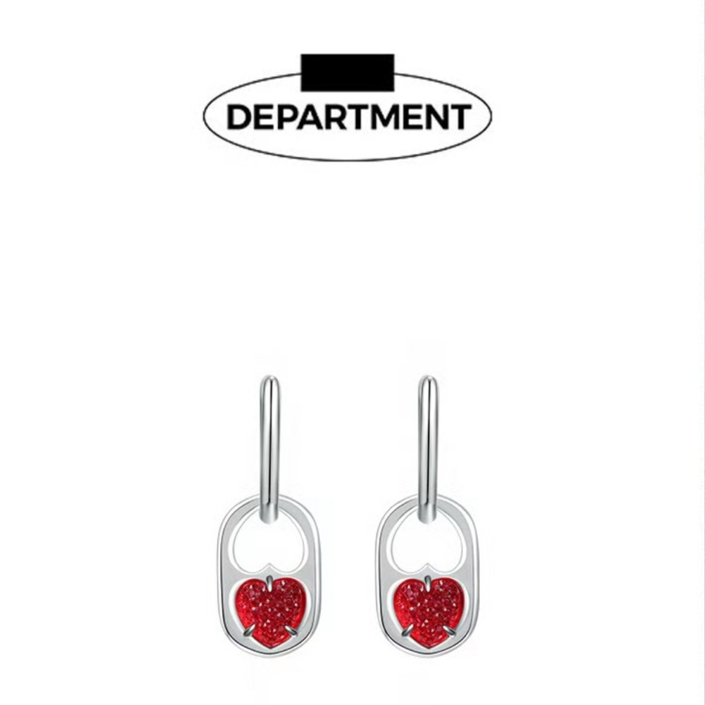 Designer Red heart shaped crystal silver earrings